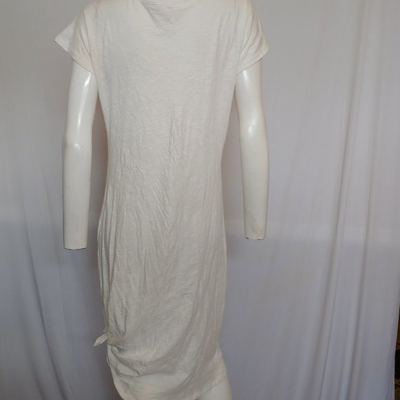 Yellow brand t-shirt dress with slit and tie for beach and tropical wear - Picture 2 of 9